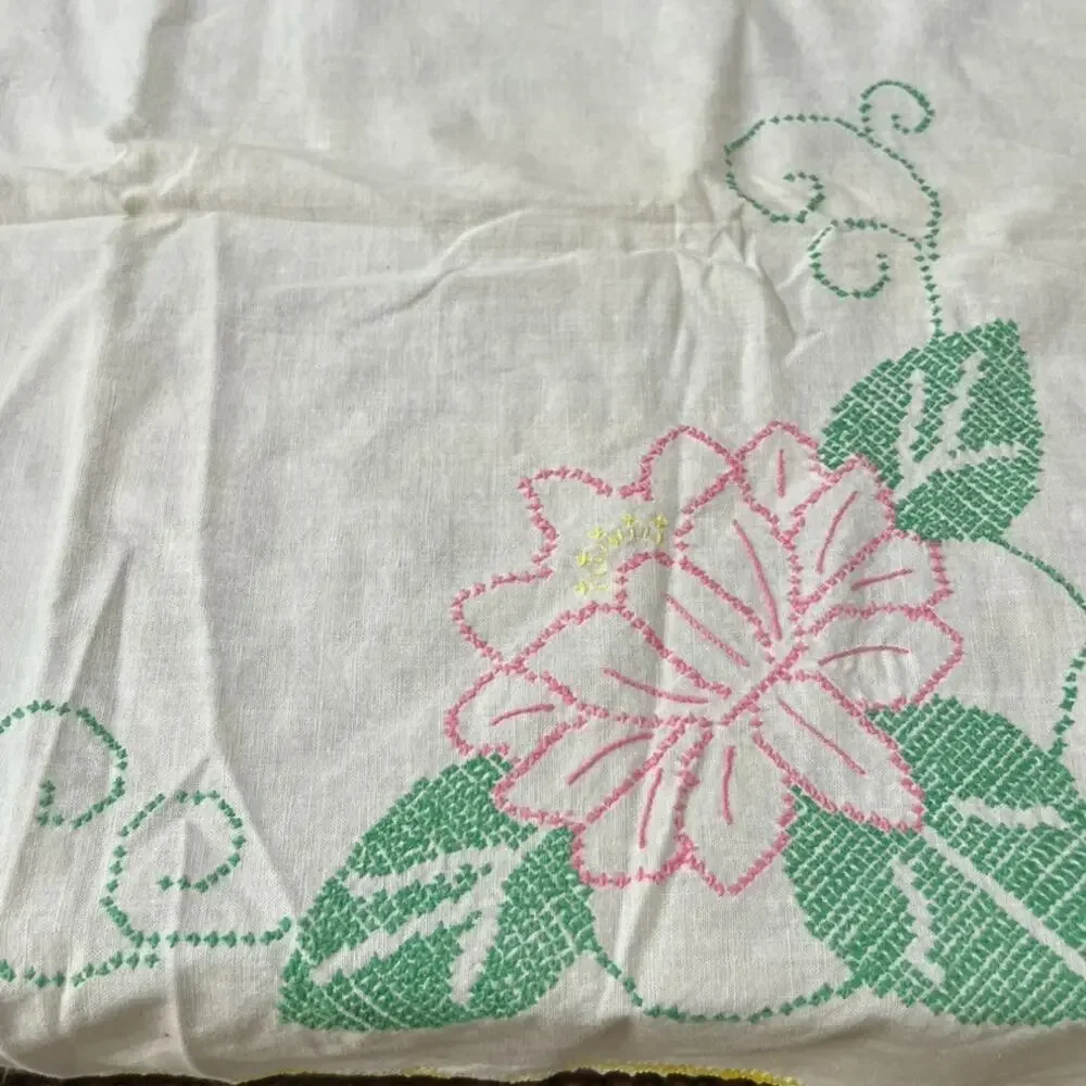Handmade Table Cloth Criss Cross Stitch 51.5 x 52.5